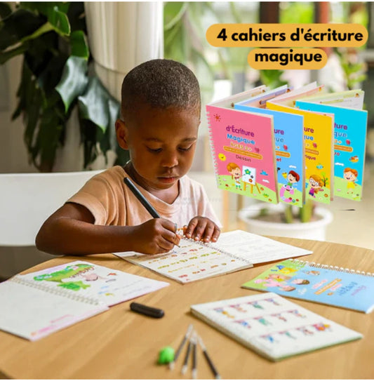 Académie des Petits Génies™ Coffret Premium de 4 Cahiers Réutilisables pour l'Éveil et la Réussite Scolaire