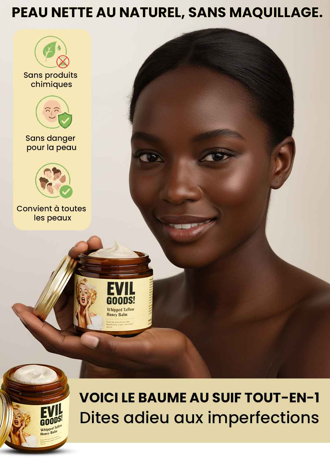 |Crème Naturelle Tout-en-1 – Hydratation, Éclat & Réparation pour Peau Terne et Fatiguée (GN)